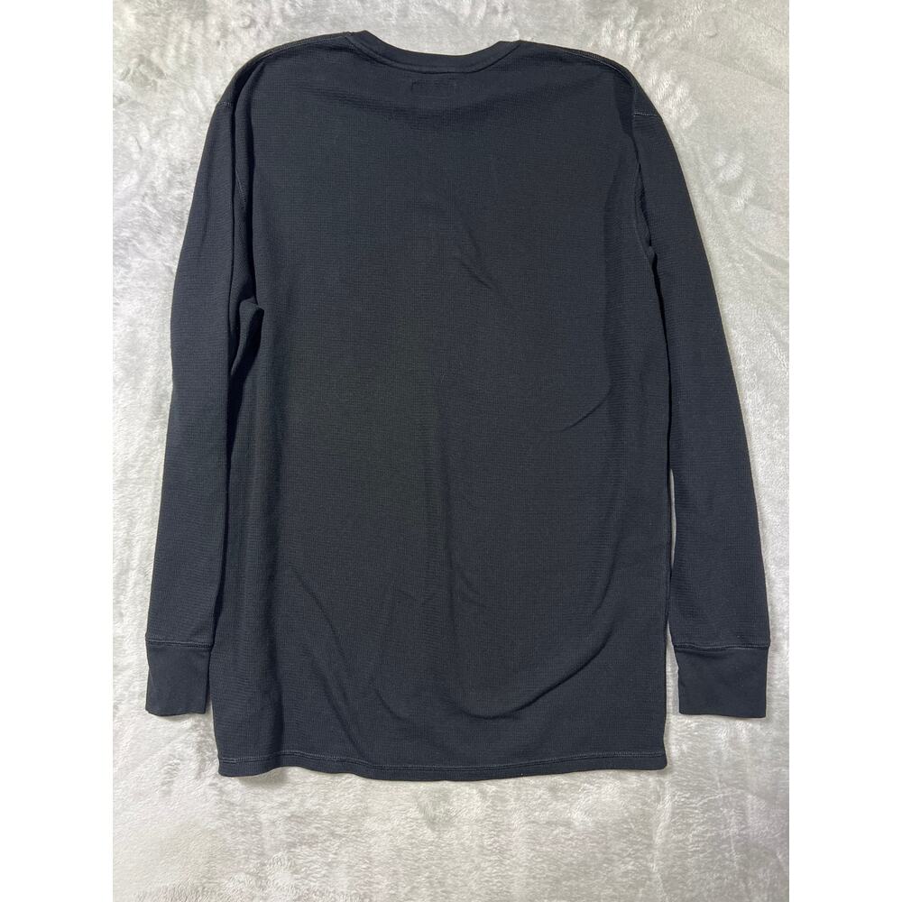 Polo Sleep Shirt Thermal  Black 2XLT Big Tall Waffle Knit - Picture 6 of 6